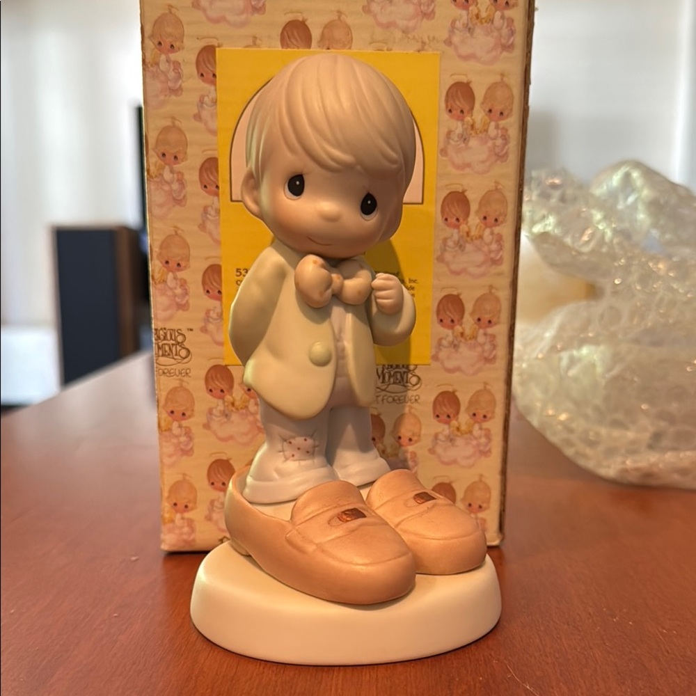 Precious Moments Porcelain Figurine - Who's Gonna Fill Your Shoes